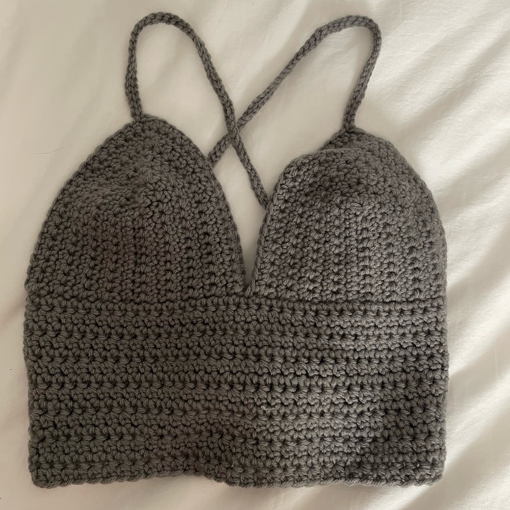Grey crocheted top